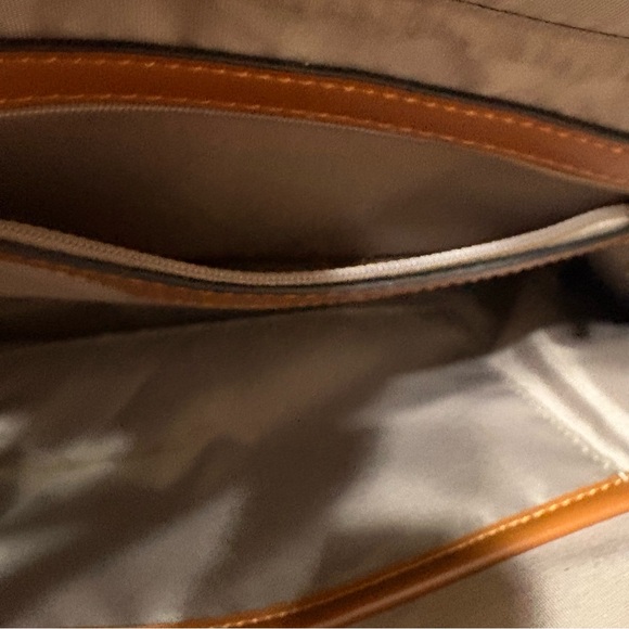 Dasein women's top handle monogram satchel bag in brown. - Picture 9 of 10